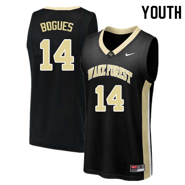 Youth #14 Tyrone Bogues Wake Forest Demon Deacons College Basketball Jerseys Sale-Black